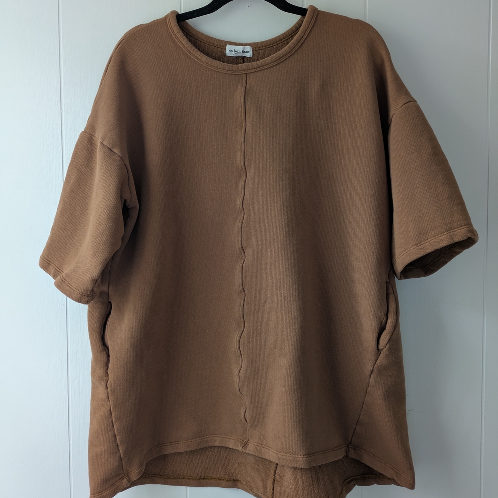 Brown Oversized Short Sleeve Sweatshirt